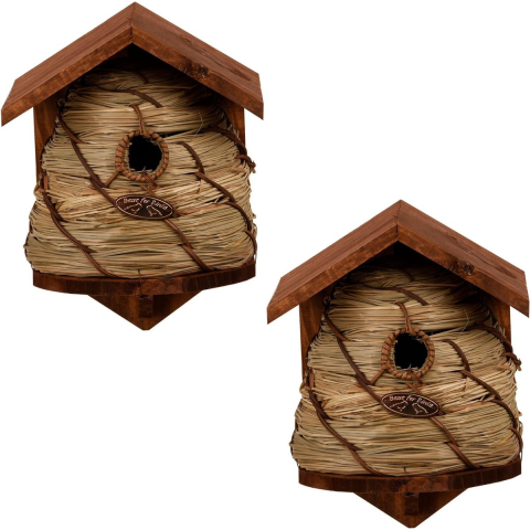 2x Vogelhuisjes/nestkastjes bijenkorf 25.8 cm -