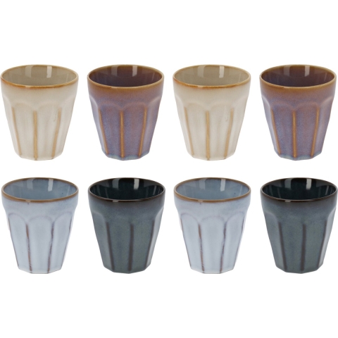 Kleine luxe gekleurde porseleinen lungo koffiekopjes - set 12x stuks - 250 ml -