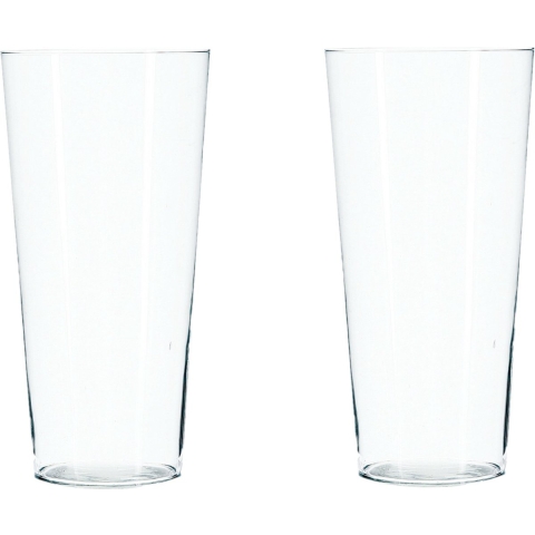 Bloemenvaas - 2x - Conisch model - transparant - glas - H30 x D14 cm -
