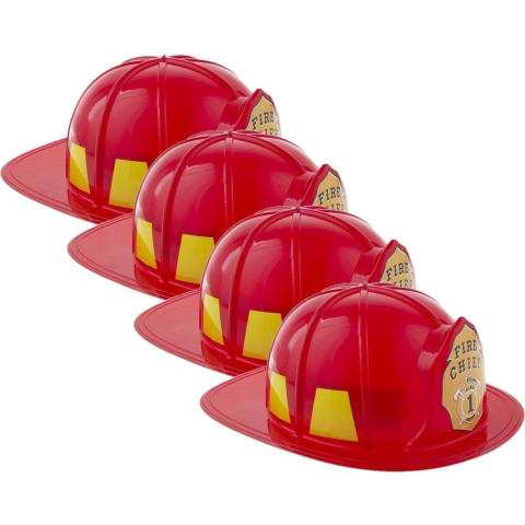 4x stuks adult size carnaval verkleed brandweerhelm -