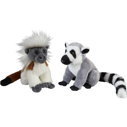 Apen serie zachte pluche knuffels 2x stuks - Ringstaart Maki en Pinche Aapje van 18 cm -