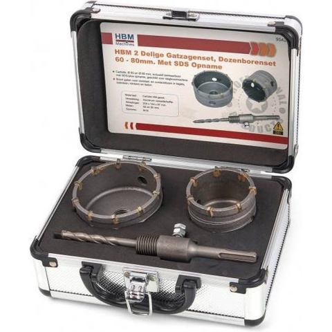 HBM 2-delige gatzagenset, dozenborenset 60 - 80mm met SDS-opname
