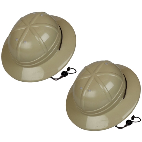 6x stuks kaki safari verkleed helm voor kinderen -