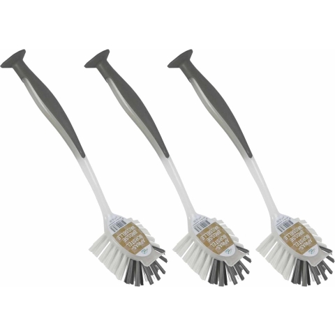 Afwasborstel met zuignap - 9x stuks - 25 cm - grijs - afwassen -