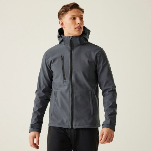 Ragetta RG701 Venturer 3-Layer Printable Hooded Softshell Jacket - Seal Grey/Black - XL