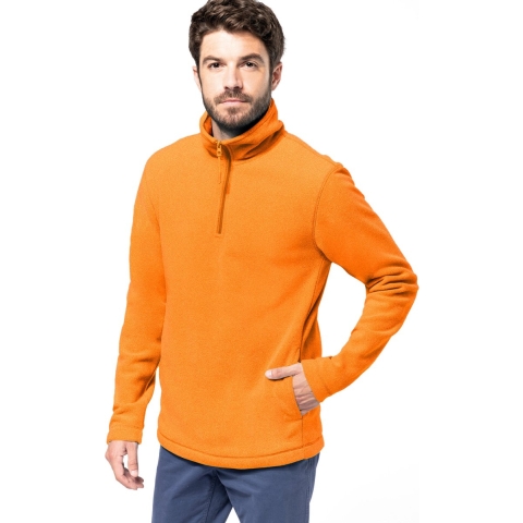 Fleece trui - oranje - Koningsdag - warme sweater - voor heren - polyester M -