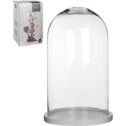 Mica Decorations Stolp Hella - glas en wit eikenhout - 23 x 38 cm -