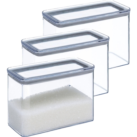 5Five Voorraadpot - 5x - keuken/voedsel - kunststof - 2000 ml - luchtdichte deksel - transparant -