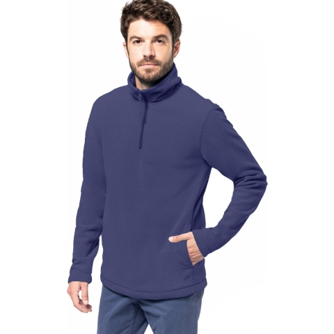 Fleece trui - marine blauw - warme sweater - voor heren - polyester M -