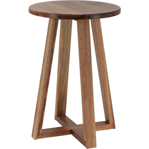 Bijzet krukje model Oslo - donkerbruin - acacia hout - D30 x H43 cm - bijzettafeltje -