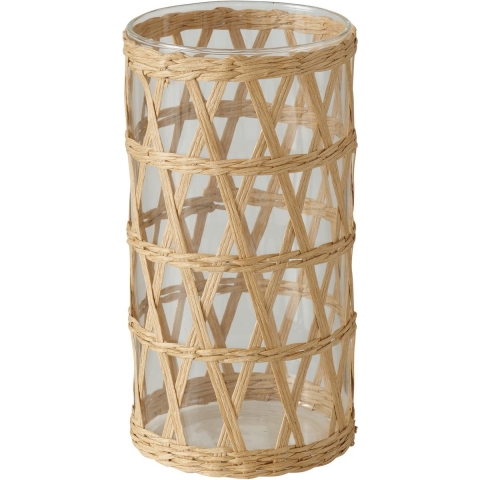 Boltze Home Vaas Favro Glas Met Omhulsel Van Zeegras Ø11xh20cm