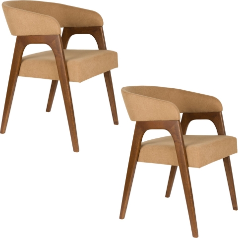 Dutchbone Adamello Eetkamerstoelen Beige - Set van 2