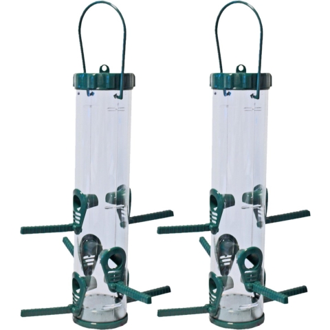 Boon Voedersilo - 2x stuks - kunststof - groen - transparant - 33 cm -