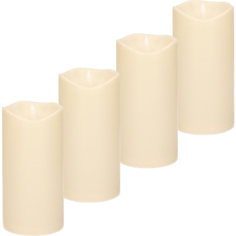 4x Stuks LED Stompkaars ivoor 15 cm met timerfunctie -