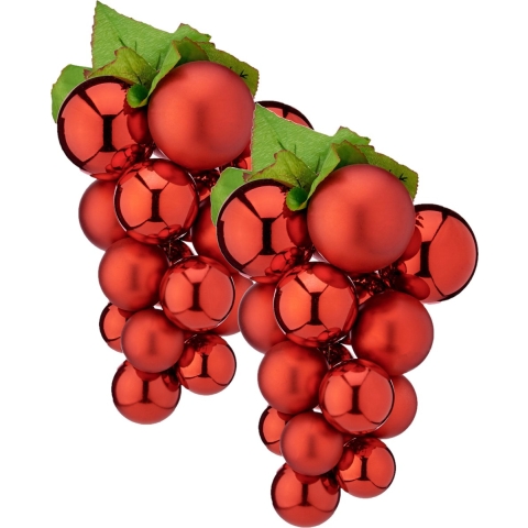 2x stuks decoratie druiventros rood van kunststof 28 cm -