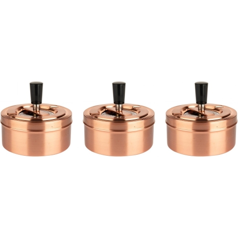 3x stuks ronde draaiasbakken/drukasbakken rose goud 11 cm -