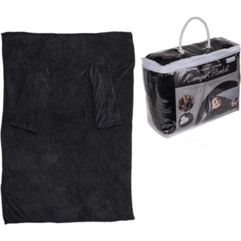 Fleece Deken Met Mouwen En Zak 135x172cm Antraciet
