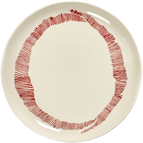 Serax Feast By Ottolenghi DinerbordØ22.5 Set Van 2 White Swirl Stripes Red