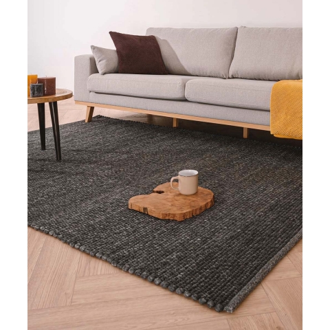 Nordic Weavers Wollen vloerkleed Lett - donkergrijs - 60x120 cm