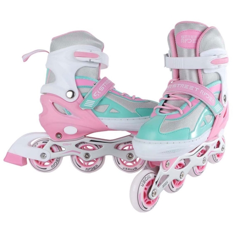 Street Rider Inline Skates Roze/groen Verstelbaar Maat 29-32