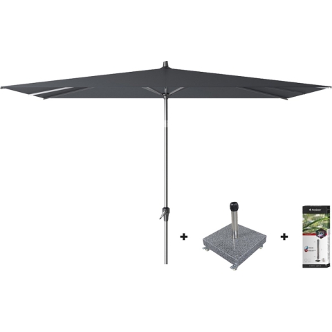 Platinum Riva stokparasol 3x2 - Antraciet met voet en hoes