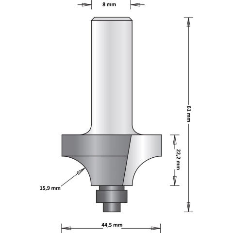 Hikoki Accessoires 8 Mm Afrondfrees Met Onderlager 44.5X61X15.9 - 754108