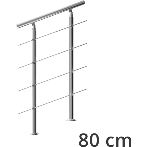Monzana Trapleuning 80 cm - Met 4 Spijlen– Roestvrijstaal