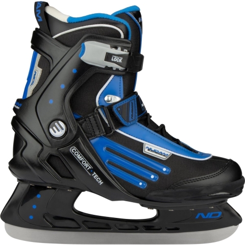 Nijdam IJshockeyschaats - Semi-Softboot - Zwart/Blauw - Maat 46