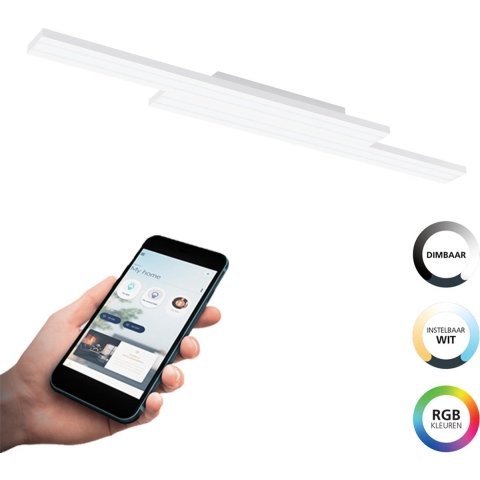 EGLO connect.z Saliteras-Z Smart Plafondlamp - 116 cm - Wit - Instelbaar RGB&wit licht - Dimbaar - Zigbee