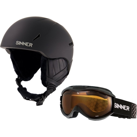Sinner COMBI-PACK - CREST skihelm + TOXIC skibril - Zwart - Maat S