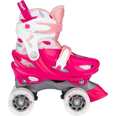 Nijdam Rolschaatsen Verstelbaar - Feather Drops - Roze - Maat 25-28