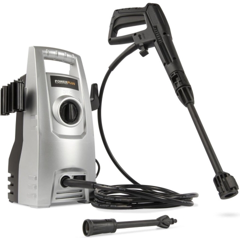 Powerplus Elektrische Hogedrukreiniger POWXG90400 - 1200 W Terrasreiniger, start/stop functie, max. druk van 100 bar en temperatuur van 50°C, 3 m slang en accessoires inbegrepen, Reinigen van auto's, meubelen en fiets