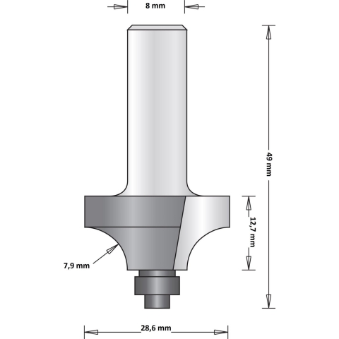 Hikoki Accessoires 8 Mm Afrondfrees Met Onderlager 28.6X49X7.9 - 754105