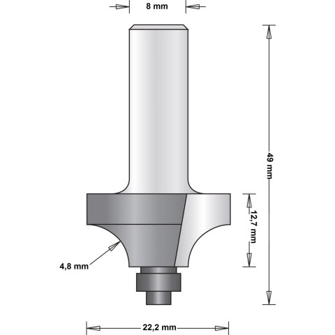 Hikoki Accessoires 8 Mm Afrondfrees (Duivejager) Met Onderlager 22.2X49X4.8 - 754091