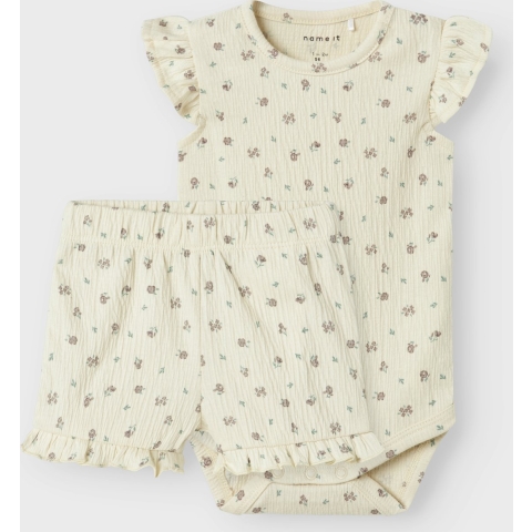 Name It Bodysuit s/s - Romper/Shorts - NbfJannis - Gebleekt zand - Name It - 62 - Romper S/S