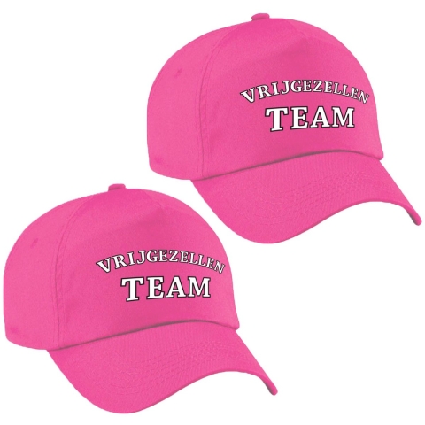 Vrijgezellenfeest Team petje - 6x - roze - voor dames - caps - hoedjes -