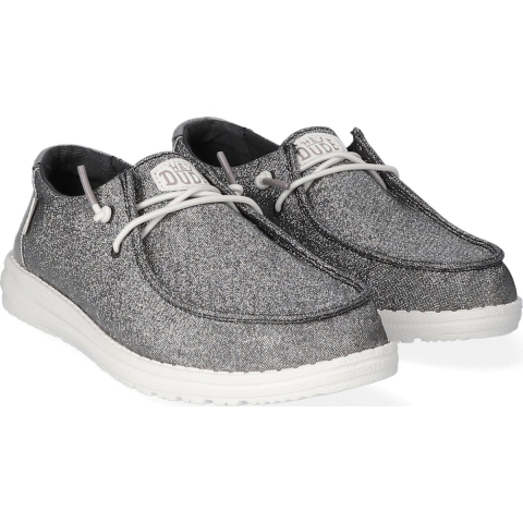 HEYDUDE Instappers Dames Wendy Metallic Sparkle Grijs 38 Textiel