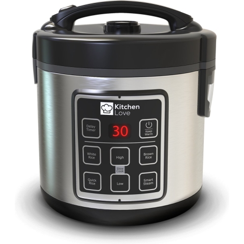 KitchenLove Rijstkoker met Stomer - 1.8L - Multicooker - Rice Cooker - Slowcooker - Zwart RVS