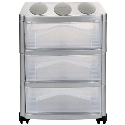 Bama Big Hobby Ladesysteem met 3 Laden 30x30x40 cm Zilver/Wit
