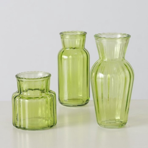 Boltze Home Vaas Tilla, 3-delig H9-15,5cm Glas Gelakt Groen