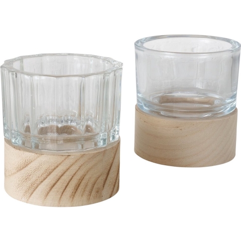 Boltze Home Windlicht Riley Glas/hout Ø9xh10cm