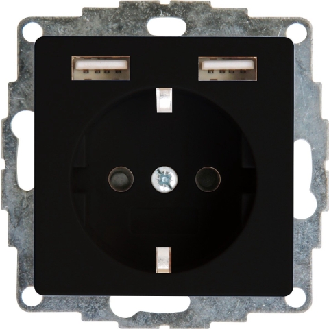 Kopp HK07 PURE mat zwart inbouw stopcontact RA met 2x USB - 4624615