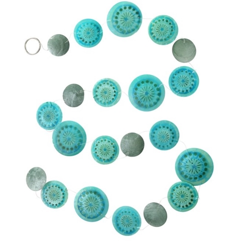 Boltze Home Capiz Guirlande Gus- L180cm Aqua Blauw