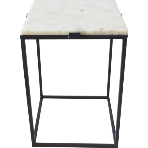 LOFT42 Marble Bijzettafel Vierkant Wit - Metaal - Marmer - 32x32x46