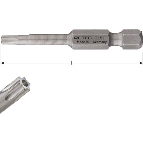 Rotec PRO Krachtbit T 15 L=50mm E 6,3 Tamper BASIC - 10 stuks - 8087015