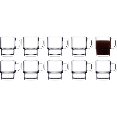 Pasabahce Koffie/thee glazen Cameron - set 10x stuks - transparant glas - 320 ml -