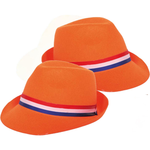 6x stuks oranje tribly hoed -