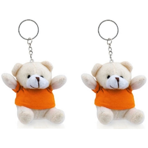 10x stuks sleutelhangers beertjes met oranje shirt -