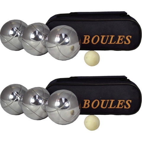 Jeu de boules set - 2x set - in draagtas - 3 ballen/1 but - petanque -