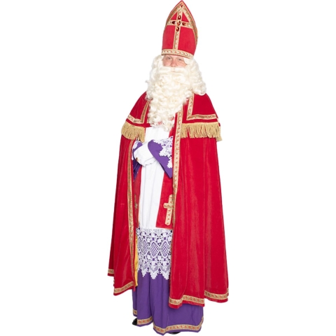 Sinterklaas kostuum - inclusief witte pruik met baard One size -